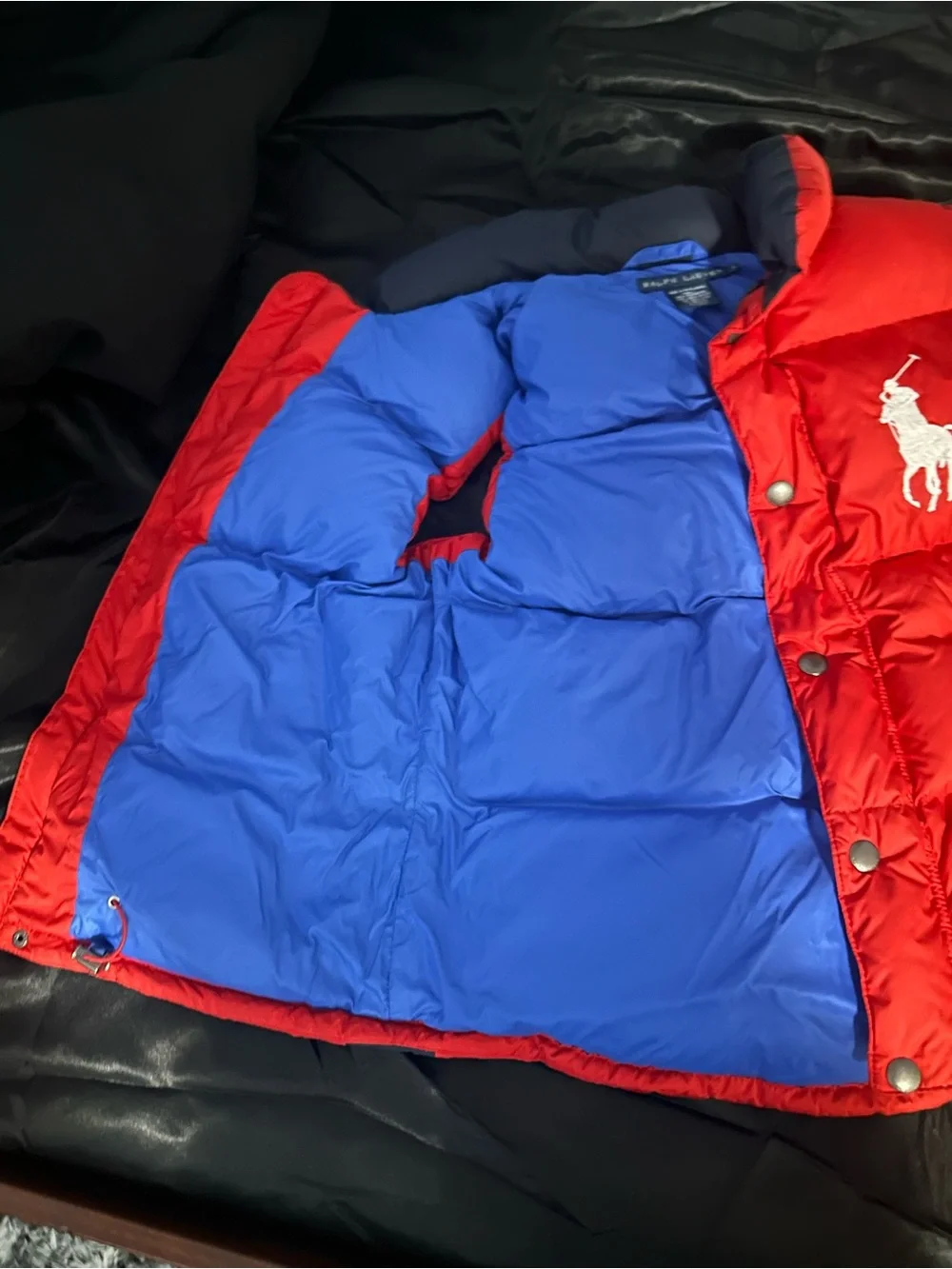 Ralph Lauren Boys Bright Red Puffer Vest with White Polo Emblem